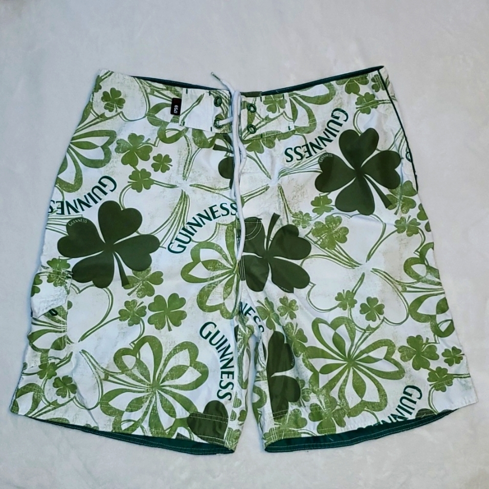 Guinness Green and White Men's Swim Shorts
